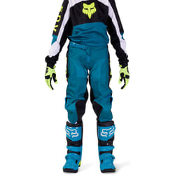 FOX 180 Nitro Pantalon de motocross pour les jeunes, noir-blanc-vert-bleu, taille 26