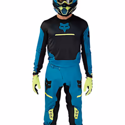 FOX Flexair Optical Pantalon de motocross, noir-bleu, taille 32 pour Hommes