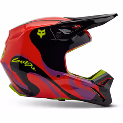 FOX V1 Emotion Casque de motocross, noir-rouge-jaune, taille M pour Hommes