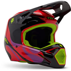 FOX V1 Emotion Casque de motocross, noir-rouge-jaune, taille L pour Hommes
