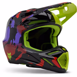 FOX V3 Throttle MIPS Casque de motocross, jaune, taille L pour Hommes