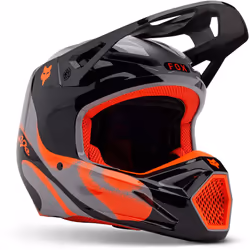 FOX V1 Emotion Casque de motocross, noir-gris-orange, taille S pour Hommes