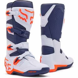 FOX Comp Bottes de motocross, blanc-bleu, taille 45 pour Hommes