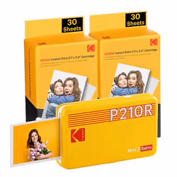 Kodak Mini 2 Retro, Sublimation de teinte, 2.1" x 3.4" (5.3 x 8.6 cm), Impression sans marge, Bluetooth, Impression directe,  ...