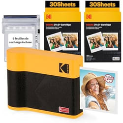 KODAK Mini 3 Era 4PASS Imprimante Photo Portable (76x76cm) (Noir Lot Accessoire avec 68 Feuilles)