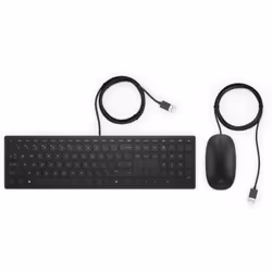 HP Clavier et souris filaires Pavilion 400, Taille réelle (100 %), USB, Noir, Souris incluse