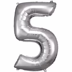Amscan 9906290, Ballon-jouet, Feuille, Argent, Numéro, 58 cm, 5 pièce(s)