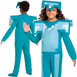 Déguisement Minecraft Armure de Diamant - Disguise - 127-136 cm - 7-8 ans - Turquoise
