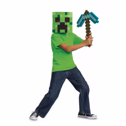 Disguise Ensemble de déguisement Minecraft Pioche en diamant & masque Creeper pour enfants, sous licence officielle , comprend le masque et la pioche, déguisement d’Halloween complet pour garçons, détails pixelisés, taille unique - Vue supplémentaire 3
