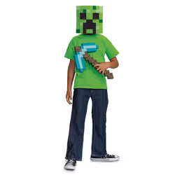 Disguise Ensemble de déguisement Minecraft Pioche en diamant & masque Creeper pour enfants, sous licence officielle , comprend le masque et la pioche, déguisement d’Halloween complet pour garçons, détails pixelisés, taille unique - Vue supplémentaire 4