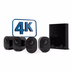 Arlo Ultra 2 Caméra de Surveillance extérieure, pack de 4 noir, Caméra de sécurité IP, Intérieure et extérieure, Sans fil, 65 ...