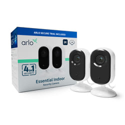 Arlo Essential 2K Caméra de sécurité intérieure, pack de 2
