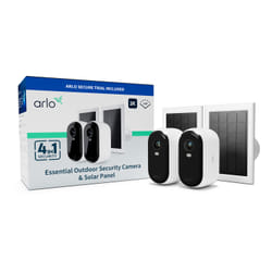 Arlo Caméra de sécurité extérieure Essential 2K & 2 panneaux solaires, kit de 2
