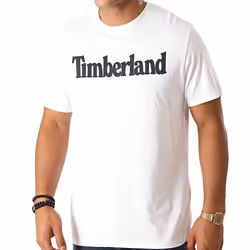 T-Shirt Homme - TIMBERLAND - Kennebec River Linear Blanc - Coton - Manches courtes - Col arrondi