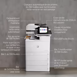 HP Color LaserJet Enterprise Flow Imprimante multifonction M776z, Impression, copie, numérisation et fax, Impression sur façade par port USB - Vue supplémentaire 14