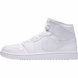 Baskets - NIKE - Air Jordan 1 Mid - Homme - Blanc - Cuir - Plat - Lacets