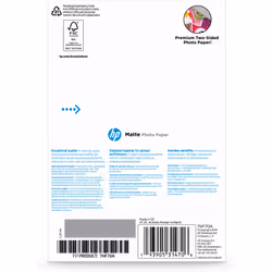 HP Papier photo mat, 180 g/m2, 10 x 15 cm (101 x 152 mm), 25 feuilles, Mat, 180 g/m², 10x15 cm, Blanc, 25 feuilles, Maison