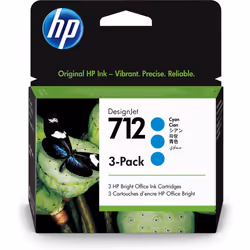HP Pack de 3 cartouches d'encre DesignJet 712, cyan, 29 ml, Rendement standard, Encre à colorant, 29 ml, 3 pièce(s), Pack com ...