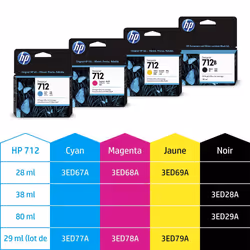 HP Pack de 3 cartouches d'encre DesignJet 712, cyan, 29 ml