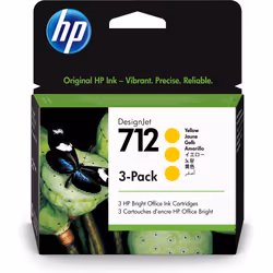 HP Pack de 3 cartouches d'encre DesignJet 712, jaune, 29 ml, Rendement standard, Encre à colorant, 29 ml, 3 pièce(s), Pack co ...