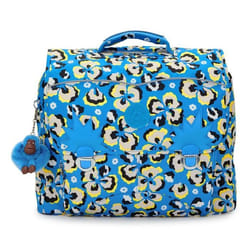 kipling Sac à dos bleu jaune fluo pour fille - Back To School Print Iniko Backpack M Leopard Floral 232622
