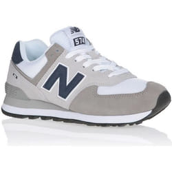 Baskets ML574EAG Gris/Blanc Mixte - NEW BALANCE - Cuir - Lacets - Plat