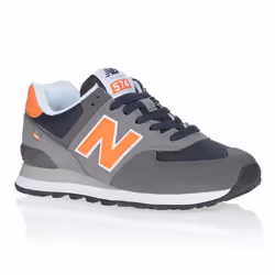 Baskets Mixtes NEW BALANCE ML574EAF Gris/Bleu Marine - Cuir - Lacets - Plat