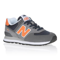 Baskets Mixtes NEW BALANCE ML574EAF Gris/Bleu Marine - Cuir - Lacets - Plat