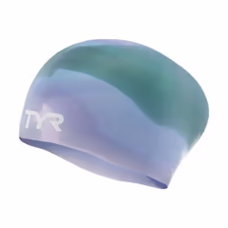 Bonnet de Bain Junior - TYR - Tie Dye - Silicone - Cheveux Longs - Violet/Vert