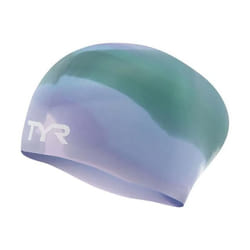 Bonnet de Bain Junior - TYR - Tie Dye - Silicone - Cheveux Longs - Violet/Vert