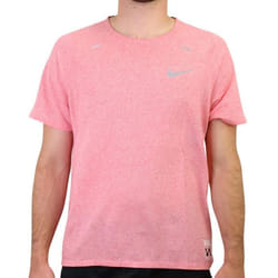 T-Shirt de Running Homme Nike Rise 365 - Rose - Manches Courtes - Flocage Réfléchissant
