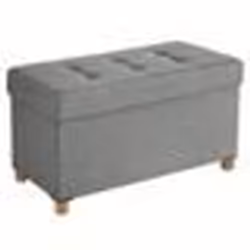 Banc de Rangement Pliable avec Couvercle et Pieds en Bois Massif - SONGMICS - Gris Clair - Volume 65L