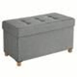 Banc de Rangement Pliable avec Couvercle et Pieds en Bois Massif - SONGMICS - Gris Clair - Volume 65L
