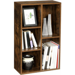 Vasagle Bibliothèque, Étagère à 5 Niveaux, Meuble de Rangement, pour Salon, Bureau, Chambre, Cloison Séparateur, 50 x 24 x 80 cm, Marron Rustique