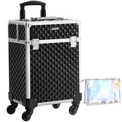Valise de Maquillage Professionnel - SONGMICS - Mobile - 4 roulettes - 4 Plateaux - Noir
