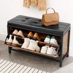 Banc à Chaussures - VASAGLE - LSB049B01 - Siège rembourré - Tiroir à Bascule - 6 Paires