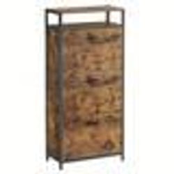 Armoire à chaussures - VASAGLE - Meuble avec 3 abattants - 18 paires - Marron rustique et noir