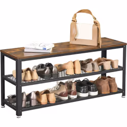 Description générale Ajoutez une touche chaleureuse à votre entrée avec ce banc à chaussures au design élégant, combinant une ...