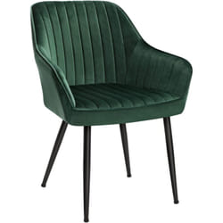 Songmics - Chaise Salle à Manger, Chaise de Cuisine, Fauteuil en Velours, Rembourrée, avec Accoudoirs, Charge Max. 120 kg, Pieds en Métal, pour Salle