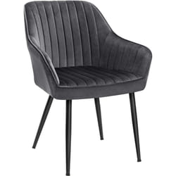 Songmics - Chaise Salle à Manger, Chaise de Cuisine, Fauteuil en Velours, Rembourrée, avec Accoudoirs, Charge Max. 120 kg, Pieds en Métal, pour Salle