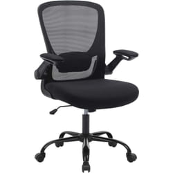 Songmics - Fauteuil de bureau avec accoudoir rabattable, Chaise de bureau en toile, Siège, pivotant à 360°, support lombaire réglable, gain de place,