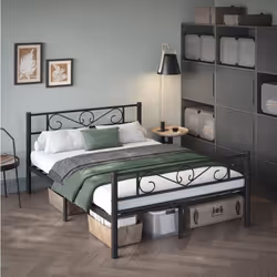 Description générale Pour de beaux rêves : D'une nuit sans sommeil à une nuit remplie de beaux rêves, ce cadre de lit en méta ...