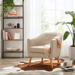 Description générale Ce fauteuil VASAGLE incarne le charme et le confort. Avec sa silhouette incurvée, ses pieds en bois incl ...