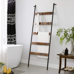 Vasagle - tagère échelle inclinée, Porte-Serviettes, 5 Niveaux, Largeur 65 cm, Cadre en Acier, pour couvertures, Serviettes, Foulards, Style