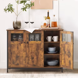 Description générale Ce meuble buffet au design industriel est un ajout parfait pour votre salle à manger. Avec sa surface en ...