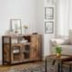 Buffet VASAGLE - Style Industriel - Placard 3 Portes - 110 x 33 x 75 cm - Marron Rustique et Noir