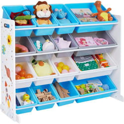 Songmics - Meuble de Rangement Enfant, Organisateur Jouets 4 Niveaux, Étagère avec 16 bacs en Plastique Amovibles, pour Chambre d'enfant, Salle de