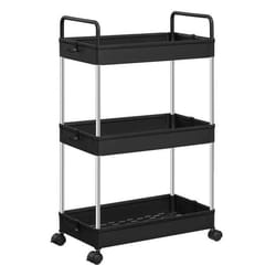 SONGMICS Chariot Fin Étagère de Cuisine à 3 Niveaux Chariot de Salle de Bain pour Petit Espace 40 x 22 x 67 cm Noir KSC019B01