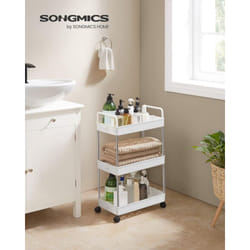 Songmics - Chariot Fin, Étagère de Cuisine à 3 Niveaux, Chariot de Salle de Bain pour Petit Espace, avec roulettes et poignées, 40 x 22 x 67 cm,