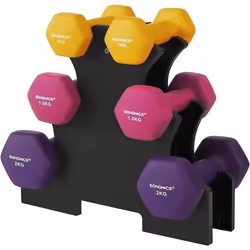 Set haltère - SONGMICS - 3 Paires - 2 x 1 kg 2 x 15 kg 2 x 2 kg - Revêtement en néoprène antiglisse